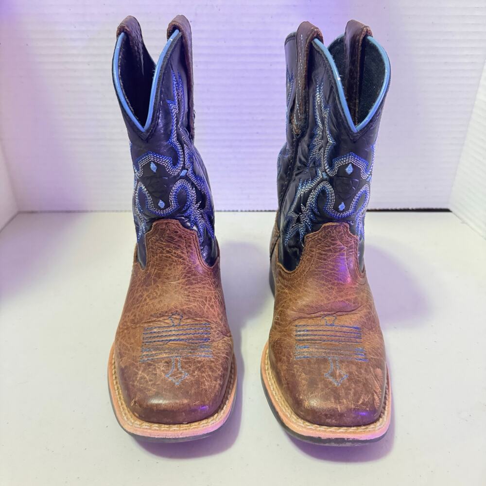 ARIAT Boys cowboy boots sz 9 Blue/black/brown Great condition!